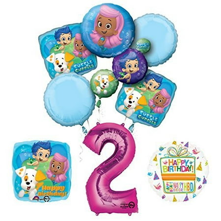 Bubble Guppies 2nd Birthday Party Supplies and Balloon Bouquet Decorations