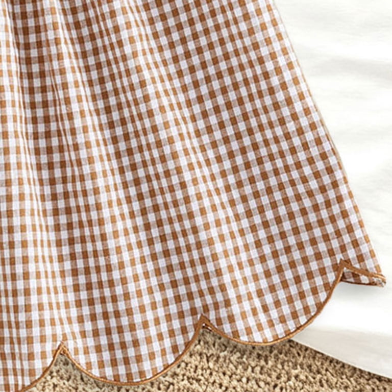 toddler girl brown gingham dress Natural Linen Baby Toddler Dress HandMade Long Childrens Vintage Old Fashion Plaid Farm Dress Wooden Buttons 3/4 Sleeve Baptism Summer Dress