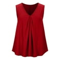 thumbnail image 4 of Fanxing Womens Plus Size Tank Tops Loose Fit Sleeveless Tunic Shirts Dressy Casual Swing Tees Solid Color Pleated Tanks Shirt Wine,4XL, 4 of 8