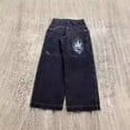 thumbnail image 4 of StreetwearJeansY2K Harajuku Hip Hop dibujos animados bordado negro pantalones vaqueros sueltos pantalones anchos para hombres, 4 of 5