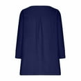 thumbnail image 5 of Lovskoo Cotton Linen Summer Tops for Women 2024 V Neck Long Sleeve Loose Slim Solid Color Top Navy, 5 of 9