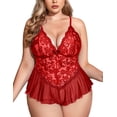 thumbnail image 1 of XmhyTop - Body de Lencería para Mujer Talla Grande (XL) Rojo, Sexy y de Encaje, Baby Doll de una Pieza, 1 of 3