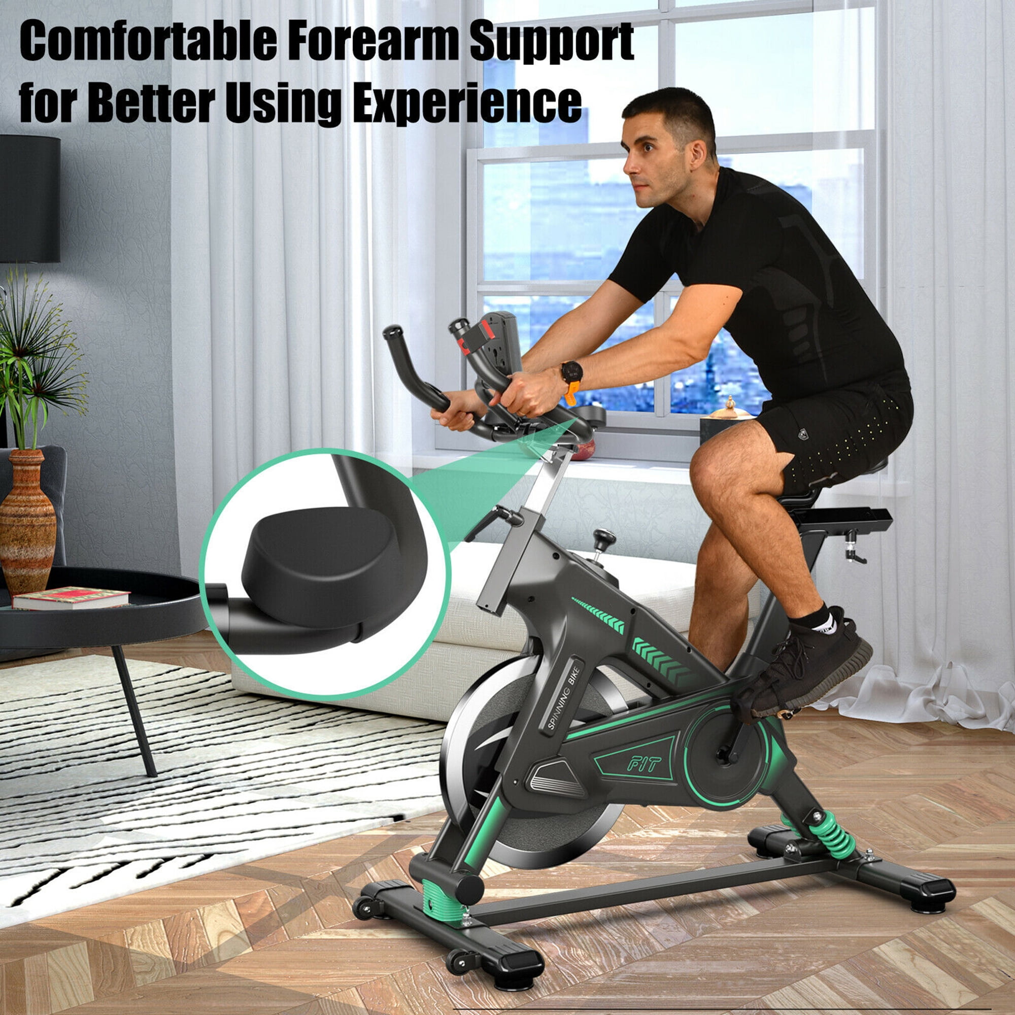 Gymax Stationary Exercise Bike Cycling Bike W/33Lbs Flywheel Home Fitness Gym Cardio