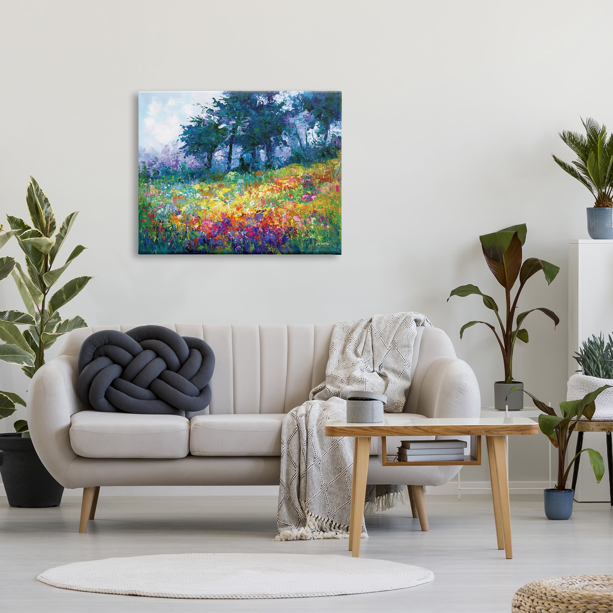 Stupell Industries Wildflowers in Bloom Meadow Landscape Painting Gallery Wrapped Canvas Art Print Wall Art, 40 x 30