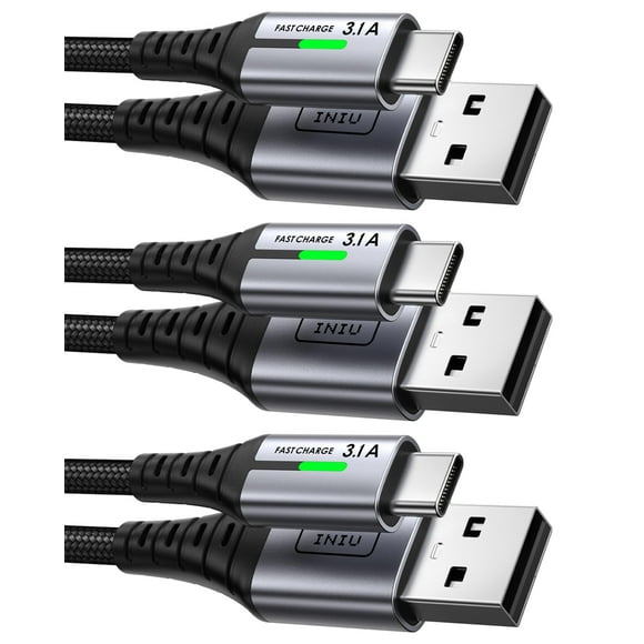 Cable USB C INIU, paquete de 3 unidades, 0,5/2/2 m, 3,1 A, QC3.0, carga rápida