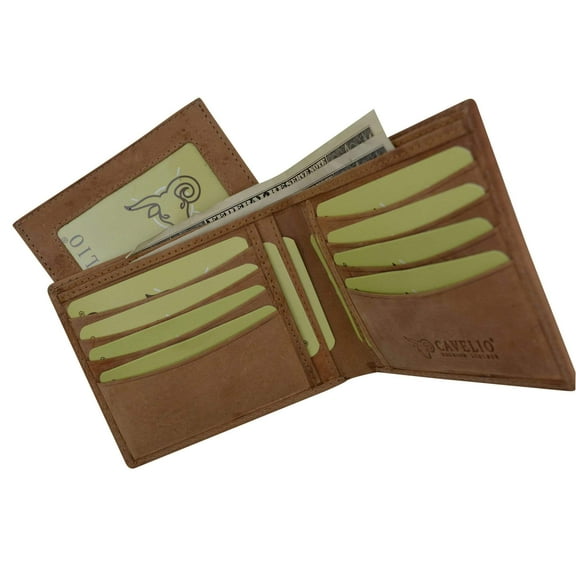 Cavelio Premium Leather Hunter Vintage Style Bifold Credit Card Holder Wallet with Removable ID Card Holder HU534 (C)