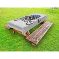 thumbnail image 1 of Skull Outdoor Tablecloth, Scallywag Pirate Dead Head Grunge Horror Icon Evil Sailor Crossed Bones Kerchief, Decorative Washable Fabric Picnic Table Cloth, 58 X 84 Inches,Blue Grey Black, by Ambesonne, 1 of 2