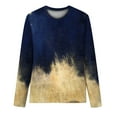 thumbnail image 5 of Women Summer Tops Women Printed Shirt 3/ 4 Sleeve Tunic Tops Crewneck Blouse Tshirt Sports under Shirt Long Sleeve Long Dress Blouse Work Oversized Thin Dark Blue L, 5 of 5