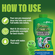 Green Gobbler Drain Clog Remover, Unscented, 15.5 Fluid Ounce, 2 Count, 2 Pack