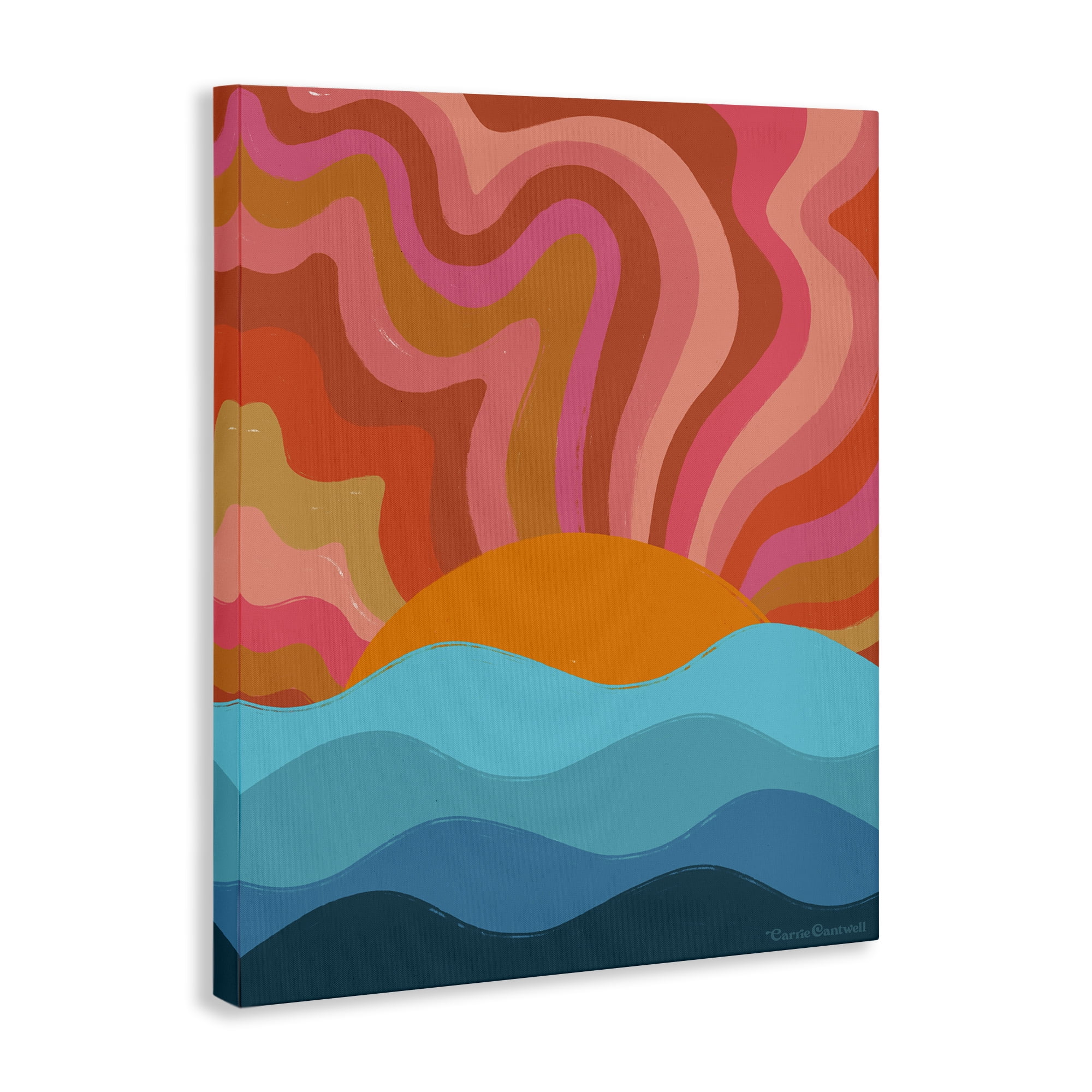 Stupell Industries Liquid Sunshine Funky Landscape Landscape Painting Gallery Wrapped Canvas Art Print Wall Art, 36 x 48