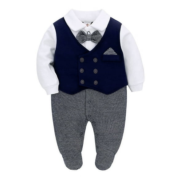 famuka 0-12 Months Baby Boy Formal Bodysuit One Piece Gentleman Romper