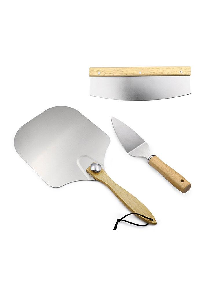 Tohuu Pizza Spatula 3 Pieces Metal Pizza Peel with Wooden Handle for Easily Storage Pizza Kit for Indoor and Outdoor Pizza Oven handy - image 3 of 6
