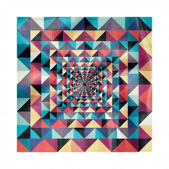 Contemporary Decorative Satin Napkins Set of 4, Modern Style Visual Patchwork Effect with Colorful Retro Composition Print, Square Fabric Party & Dinner Napkin, 12", Multicolor, by Ambesonne