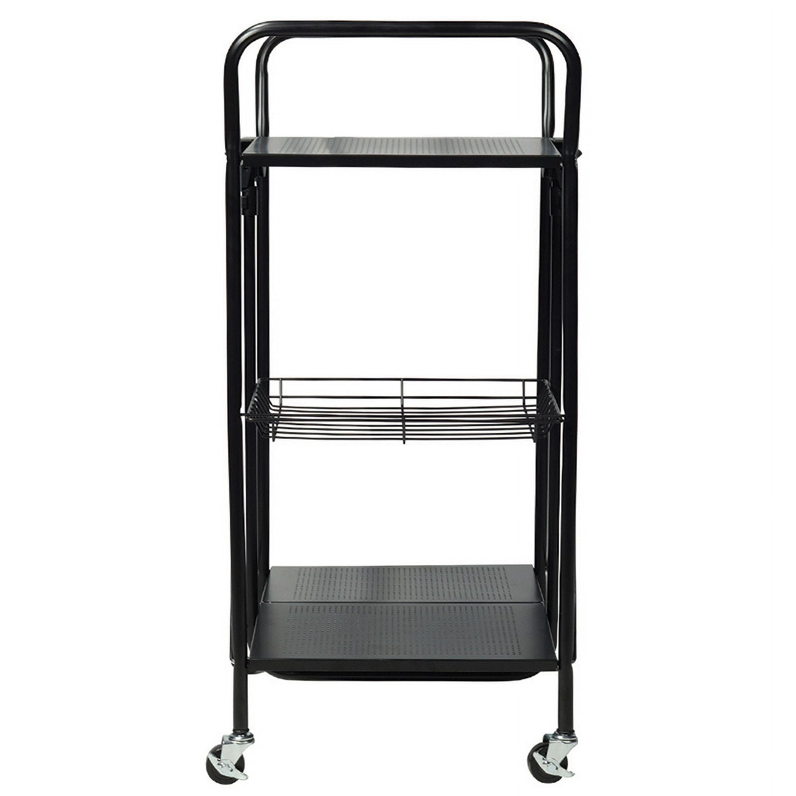 Apollo Hardware A-KC45AB Folding Utility and Kitchen Cart with 2 inch rubber wheels. (Black)