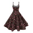 thumbnail image 4 of LWavelet 2026 Valentine's Off-the-shoulder Heart Polka Dot Dress, Women's Rose Accent Flowy A Line Sundresses Navy XL, 4 of 4