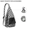 thumbnail image 2 of Striped & Checkered Fusion Sling Backpack - Unique Pattern Crossbody Bag, Stylish Pack for Urban Explorers, 2 of 4