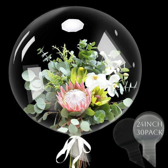 30Pcs Bobo Balloons Clear Balloons for Stuffing, 24inch Bubble Transparent Balloon for Birthdays, Weddings Party, Baby Showers, Durable Party Bobo Balloons