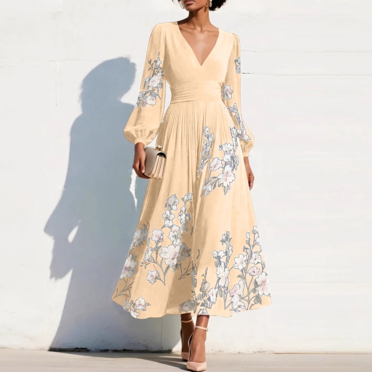 deep v neck fit and flare dress Modern Lace Fit-and-Flare Wedding Dress with Deep V-Neck
