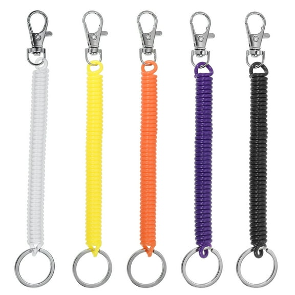Retractable Coil Springs Keychain with Metal Lobster Clasp Keyring for Keys Wallet, Assorted Color 5 Pack