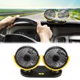 thumbnail image 4 of Ventilador de coche con doble cabezal USB, aire acondicionado portátil, ventilación automática, 12V, negro y amarillo, 4 of 5