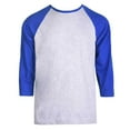 thumbnail image 4 of Men's 3/4 Sleeve Crew Neck Baseball Shirt, Casual Dynamic Cotton Raglan T Shirts, Royal Blue/Heather Gray 2XL, 1 Pack, 4 of 7