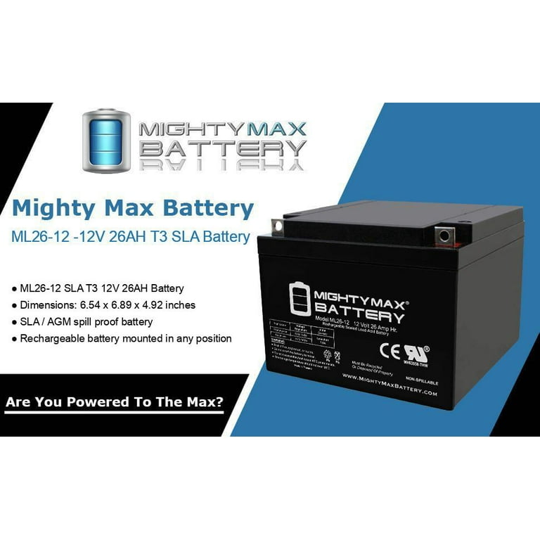 Mighty Max ML26-12 12V 26AH Sealed Deep-Cycle Rechargeable Battery