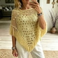 thumbnail image 3 of YTCAMLO Sequin Womens Tassels Poncho Top Dressy Hollow Out Shawl Capes for Party Festival See Through Cover Up Beachwear, 3 of 5