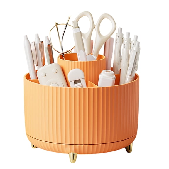 Rotating Desk Stationary Organiser Pen Pencil Holder 6 Compartments Art Supply Organiser Makeup Supplies Storage Holder