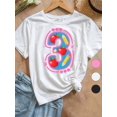 thumbnail image 1 of Girls' Back to School T-Shirt - White Loose Fit Cotton Top with Birthday-like Design, Soft everyday Shirt for Youth Girls, Machine Washable for Halloween, Parties & First Day of School outfits, 1 of 6