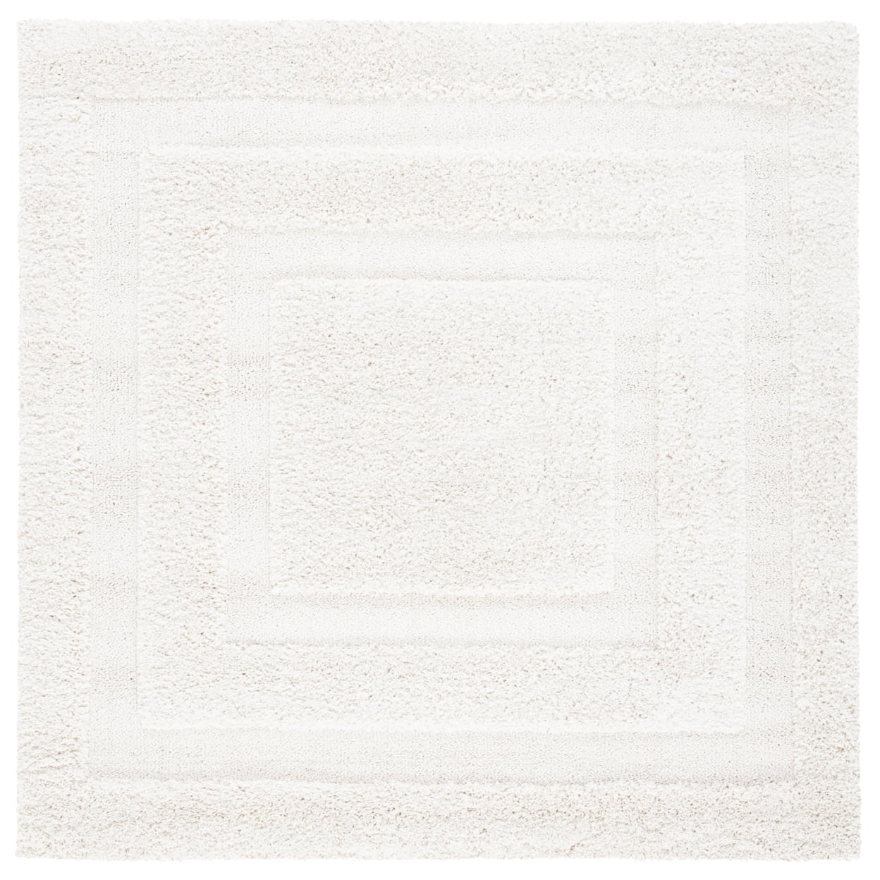 SAFAVIEH Florida Mason Bordered Shag Area Rug, Cream, 4' x 4' Round