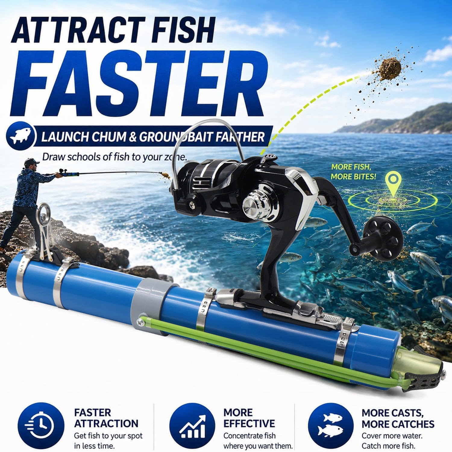 Piaoyu Catapult Fishing Rod Combo with Spincast Reel & Complete Tackle Kit Slingshot Casting Fishing Rod kit