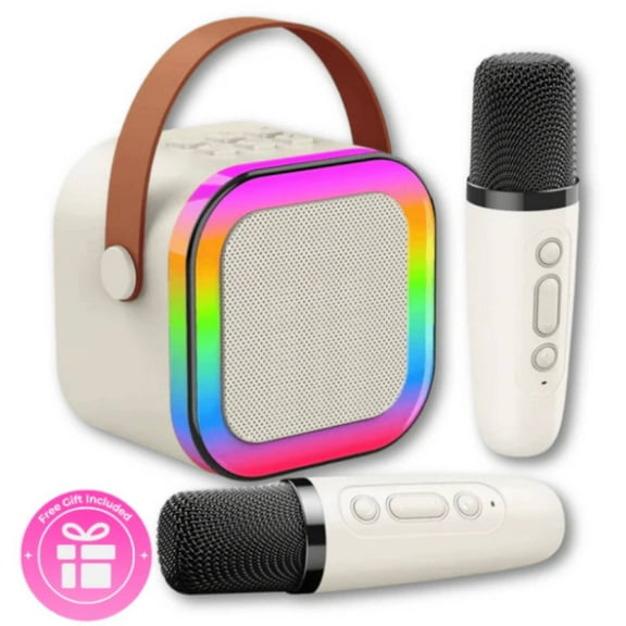 Clearance Bluefire Bluetooth Karaoke Machine for Kids and Adults with 2 Wireless Microphone and Colorful Lights,Mini Singing Machine Portable Speaker System for Birthday Gift