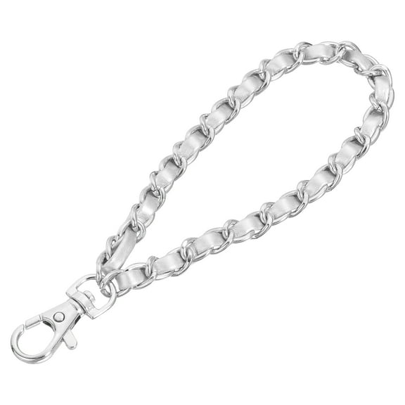 Uxcell Chain Strap Wristlet, 7" Hand Wrist Lanyard Leather Wristlet Strap for DIY, Silver, Silver