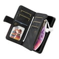 thumbnail image 4 of Multifunctional Case for iPhone XS Max,[RFID Blocking] 9 Credit Cards Holder with Wrist Strap, Premium PU Leather Zipper Wallet Purse Magnetic Flip Phone Cover For iPhone XS Max, Black, 4 of 12