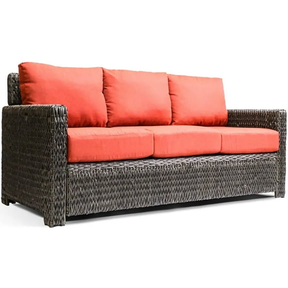 Rattan Sofa All-Weather Patio Furniture 3 Seater Sofa with Cushion for Outdoor Indoor Living Room Balcony Poolside