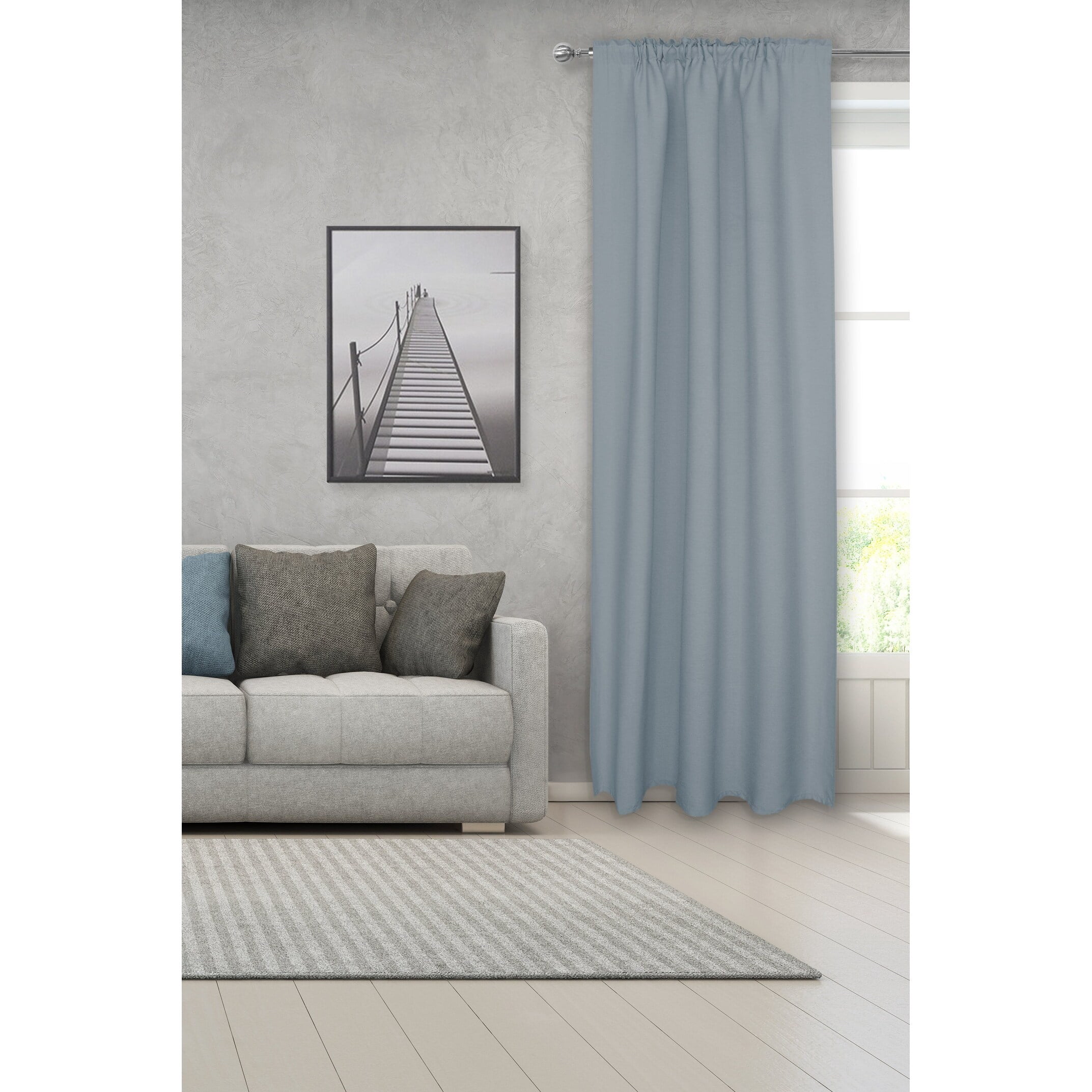 3/4" Drapery Single Curtain Rod Set with Classic Sphere Finials_Brushed Nickel Silver - 66"-120"