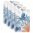 thumbnail image 2 of Coastal Blue Octopus Kitchen Towels Set of 4, Summer Nautical Marine Life Leaves Absorbent Dish Towels for Kitchen, Microfiber Hand Towel, Quick Drying Tea Towel for Cleaning Decorative Dishcloths, 2 of 7