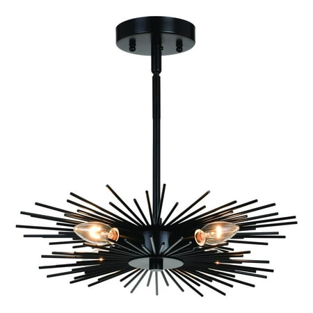 

Nikko 16-in W Black Mid-Century Modern Semi Flush Mount Ceiling Light
