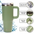thumbnail image 5 of AQUAPHILE Insulated Tumbler with Leak-proof Lid and Straw, 40 oz Insulated Stainless Steel Coffee Mug with Handle, Travel Coffee Mug，Moss Green, 5 of 6