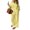 Yellow, variant on Linen Blend Long Sleeve Button Down Set for Women, Notched Collar Shirt & Wide Leg Pants - Casual Solid Color Two Piece Lounge Outfit with Pockets Black L