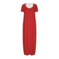 thumbnail image 5 of NXMZXB Plus Size Maxi Dresses for Curvy Women Loose Fit Casual Summer Short Sleeve Crewneck Long T-Shirts Dress Elegant Flowy Beach Sundress with Pockets A-Hot Pink XXXL, 5 of 7