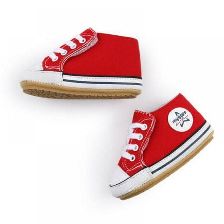 

[Big Save!]New Canvas Classic Sports Sneakers Newborn Boys Girls First Walkers Shoes Infant Toddler Soft Sole Anti-Slip Shoes (0-12months Red )