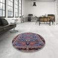 thumbnail image 3 of Ahgly Company Indoor Round Mid-Century Modern Maroon Purple Oriental Area Rugs, 5' Round, 3 of 6