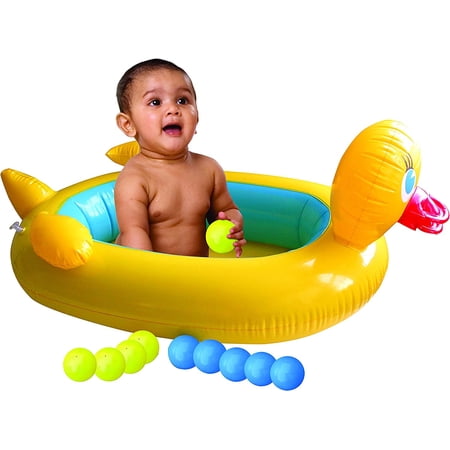 KOVOT Inflatable Duck Kiddie Pool for Toddlers with 10 Floating Balls - Baby Inflatable Mini Pool- Cute Baby Pool for Indoor and Outdoor Use - Deflates and Folds Easily