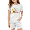 thumbnail image 4 of Easter Outfit Set Two Piece for Girls Bunny Print Short Sleeve T-Shirt and Shorts Set Kids Holiday Soft Loungewear Clothes Set White 9-10 Y, 4 of 4