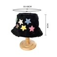 thumbnail image 6 of Women Autumn Winter Plush Bucket Hat Flat Dome Wide Brim Colorful Star Decoration Basin Hat Outdoor Furry Fisherman Hat Fashion Accessories, 6 of 7