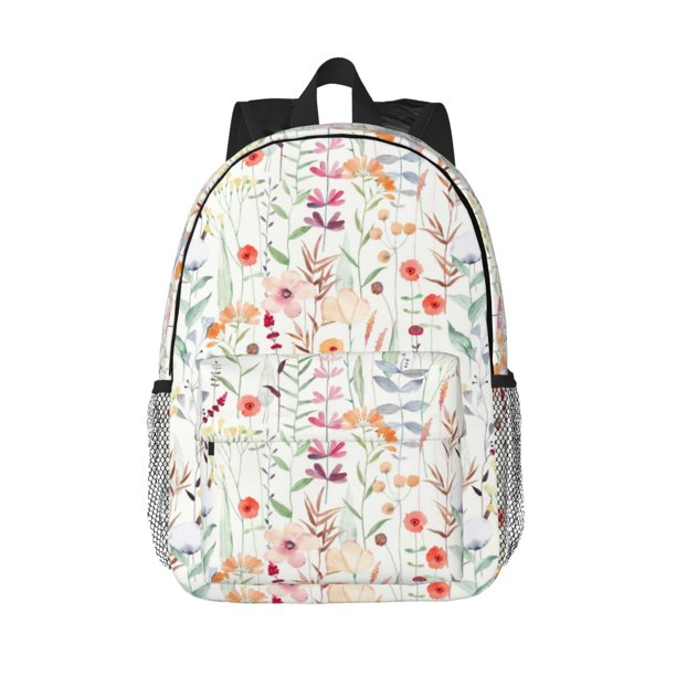 Disketp Wildflower Watercolor 4 Mochila Escolar de 15 Pulgadas, Mochila Ligera para Estudiantes, Viajes y Trabajo, Cómoda y Resistente para el Uso Diario