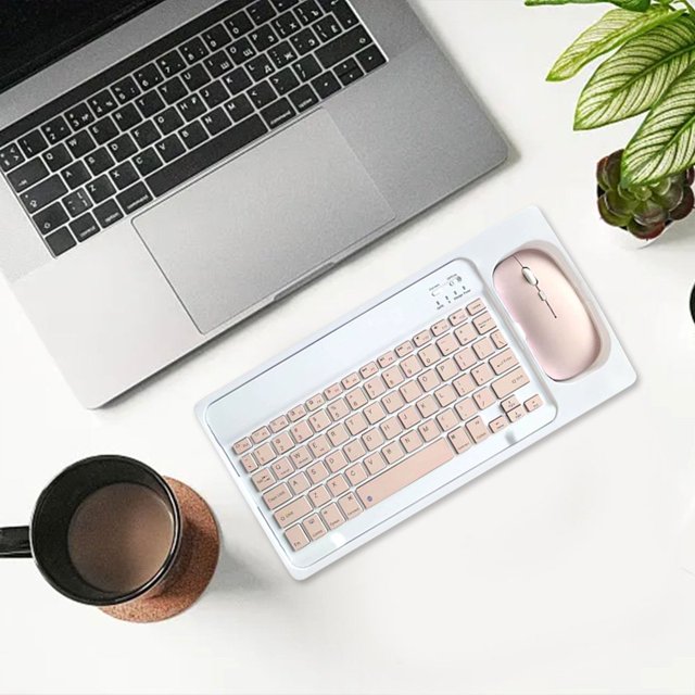 HLONK Portable Bluetooth Keyboard and Mouse Set for Travel Wireless with Silent Click Mouse Magical Control Bluetooth Keyboard for Mobile Devices