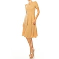 thumbnail image 3 of Moa Collection Women's A-Line Dress Puff Sleeves and Keyhole Front Casual Chic with Side Pock, 3 of 6