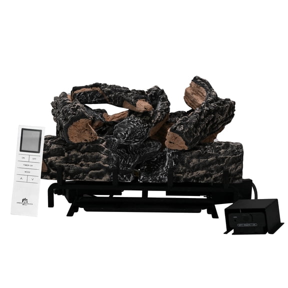 Americangaslogs 18-24 Inch Ventless Fireplace Logs Set with Remote Control, Only Used for Natural Gas,Heats up to 36000BTU (Natural Gas Fireplace Black Oak, 18Inch)